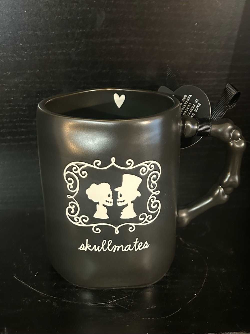 Rae Dunn Black 'skullmates' Skeleton-Handle Mug